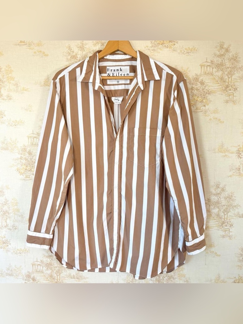 Frank & Eileen Joedy Brown White Striped Button-Up Shirt M